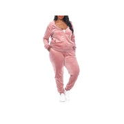 White Mark 2-Pc. Velour Tracksuit-Plus - Pink 1X