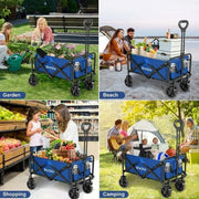 GVDV Collapsible Wagon Cart, Portable Utility Wagon for Camping, Beach, Picnic, Shopping, Sports
