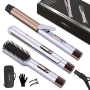 PARWIN PRO BEAUTY Curling Iron Hair Straightener Brush with Detachable Power Cord