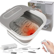 UNIFULL Foot Spa Bath with Fast Heating PTC System, Temperature Control 100-117F, Massage Rollers, Dual Oxygen Bubble Outlets, Red Light, Collapsible Design, Pedicure Kit FM-1022005