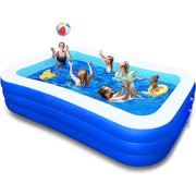 BN-LINK Inflatable Swimming Pool, Oversized Thickened Rectangular Family Pool, Blue, 118 in x 68 in x 22 in, GI90