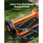 KFFKFF 16-Inch Manual Push Reel Lawn Mower, 5-Blade Steel Design, Adjustable Cutting Height 0.6-1.75 in, Grass Collection Bag, Oversized Wheels, Ergonomic Handle, HS-GT1601D