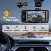 NEXPOW K02 3 Channel 5G WiFi Dash Cam Front Rear Cabin, 4K+1080P+1080P GPS Dash Camera for Car with 64GB Card