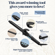 Bio Ionic Long Barrel Styler Hair Curling Iron with NanoIonic MX and Moisture Heat Technology, 1-Inch Ceramic Barrel, Adjustable Heat up to 430F, Velvet Rouge