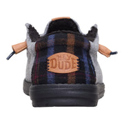 Hey Dude Wally Cozy Plaid Men's Casual Loafers, Lightweight, Breathable Textile Upper, Removable Memory Foam Insole, Elastic Lacing with Toggle, Smoke Grey/Multi, 11, 44341
