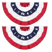 Happiwiz USA Fan Flag Niyattn 2 Pack 1.5 x 3 FT Pleated American US Bunting Flag Patriotic Half Fan Banner