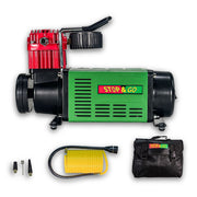 Stop & Go W0002 12 volt Single Piston Tire Inflator - 7.5ft Alligator Clip Power Cord Hooks Up To Virtually Any 12V Battery