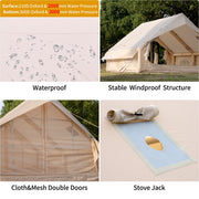 Waldmate Inflatable Camping Tent, Cabin Tent for 6-8 Person, All-Season Oxford Waterproof with Stove Jack, Mesh Windows and Door