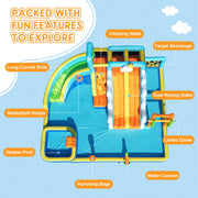 SaveJoy Giant 10-in-1 Inflatable Water Slide Bounce House with 750W Blower, 207x185x87 in, Backyard Water Park for Kids Ages 3-8, Indoor and Outdoor Use, 93241T