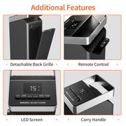 ALROCKET 1500W Ceramic Space Heater, 90 Oscillating, Remote Control, Thermostat, Black, AK-QN18
