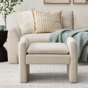 KUKA Home Better Homes & Gardens Emerson Ottoman, Durable Wood Frame, Premium High-Density Foam, Textured Cream Fabric, Fully Assembled
