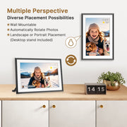 NUSICAN 10.1 Inch WiFi Digital Photo Frame, 32GB Memory, HD 1280x800 IPS Touchscreen, Auto Rotate, Wall Mountable, Black
