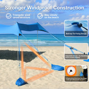 Easierhike 10x10ft Beach Canopy Tent, Windproof Sun Shelter with UPF 50+ UV Protection, Water-Resistant, 8 Large Sandbags, 4 Aluminum Poles, Portable Outdoor Shade, Royal Blue