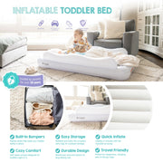 Regalo Inflatable Toddler Travel Bed, Twin XL, Two-Sided Safety Rail Bumpers, Gray PVC Mattress with Air Pump and Carry Bag, Ages 2-5, 5100 DS