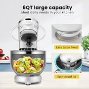 VIVOHOME X00238UZVR 660W 10 Speed 6 Quart Tilt-Head Kitchen Electric Food Mixer with Beater, Dough Hook, Wire Whip and Egg Separator, Silver
