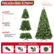 Bringstar HD90T-1930T-650L 9FT Pre-Lit Hinged Artificial Trees 1930 Premium PVC Branches, 650 Lights