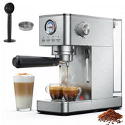 NICWIN Espresso Machine Coffee Maker, 15 Bar Pressure, Milk Frother, Hot Water Function, 47 Oz Removable Water Tank, Brew Pressure Gauge, Stainless Steel Matte Finish, CM-5432D