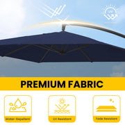 FUNDAZE 8x8 ft Square Cantilever Patio Umbrella with Crank, Adjustable Tilt, Navy Blue, Weighted Base
