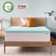 Linenspa WMLS30TT18GRT 3-Inch Cooling Gel and Green Tea Infused Memory Foam Mattress Topper, Plush, Sea Foam, Twin