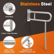 Zelen Flip Up Grab Bars for Bathroom, Toilet Grab Bars, Shower Safety Rails for Elderly, Handicap, Bathtub Support, Folding Grip Bar