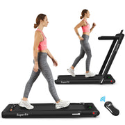 Costway SP37146BK SuperFit 2.25HP 2 in 1 Folding Treadmill W/ Speaker Remote Control APP, Black