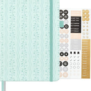 &And Per Se Dotted Journal Notebook, A5 Hardcover Aesthetic Dotted Notebook 160 Pages 100gsm Thick Dot Grid Paper, 3 Sticker Sheets Gift-Ready Journaling Kit for Women (Light Blue)