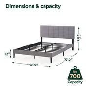 Mainstays MS34007783710AQ Upholstered Platform Bed, No Box Spring Needed, Queen Gray