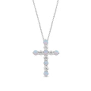 Brilliance Fine Jewelry Created Opal and Cubic Zirconia Cross Pendant in Sterling Silver GTDELS 018 7R
