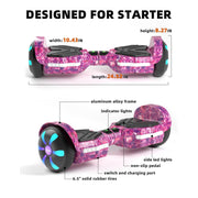 SIMATE Self Balancing Scooter with Bluetooth Speakers, LED Lights, Dual 250W Motors, 8.5 mph Speed, 8.5 Miles Range, Aluminum Frame, 6.5 in Wheels, White, P6