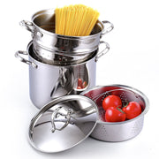 Cooks Standard 12 Quart Multipurpose Stock Pot Set with Strainer Basket, Steamer Insert, Stainless Steel Lid, 18/10 Stainless Steel, 02890