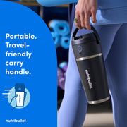 Nutribullet Flip Insulated Portable Blender with Matte Black 18oz Stainless Steel Cup, USB-C Rechargeable, High-Torque Motor NBPB10350AK