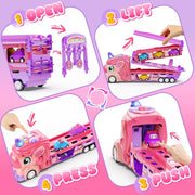 Funtogether Toys Unicorn Toy Truck with Foldable Race Track