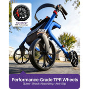 Kekoy Rollator Walker with Seat for Seniors, 400 lb Capacity, Reinforced K-Frame, Hidden Brake Cables, 10