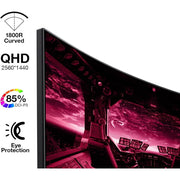 KOORUI 27E6QC 27 Inch Computer Monitor, QHD 2560P Gaming Monitor 144Hz(1ms, 1800R Curved VA Panel, DP1.2+HDMI*2, Build-in AdaptiveSync, Narrow Bezel with Ultra-Thin), Tilt Adjustable,Eye Care