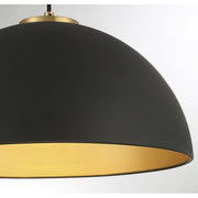 Trade Winds Lighting Hazel 1 Light Pendant in Matte Black with Natural Brass