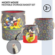 Idea Nuova Star Wars The Mandalorian Grogu Yoda Kids Fabric Round Nestable Storage Bin Set, 3-Piece, Polyester Canvas with Rope Handles, WK330520