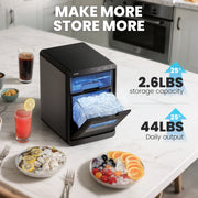 Qunler HZB-20EN Nugget Ice Maker Countertop, 44lbs Per Day Chewable Pebble Nugget Ice Machine w/Touch Screen