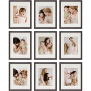 Sheffield Home 9-Pc Picture Frame Set, Matted 11x14 in, Dark Oak, 131067