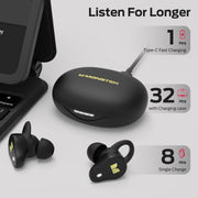 Monster N-Lite 210 Wireless Earbuds, Bluetooth 5.4, 13mm Driver, 32H Playtime, Type-C Charging, IPX5 Waterproof, Black, MH22229