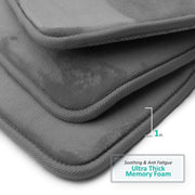 Nestl Absorbent Memory Foam Bath Mat Set Bathroom Rug, Gray