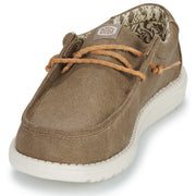 Hey Dude Men's Wally Waxed Canvas Casual Shoes, Walnut, Lightweight Breathable with Memory Foam Insole, Elastic Laces, Flex & Fold Outsole, 39807-74406-09