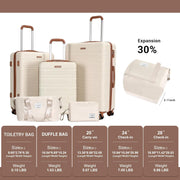 Unbranded AM25201-5 Amalodie Luggage Sets 5 Piece Suitcases with Double Spinner Wheel, Creamy White