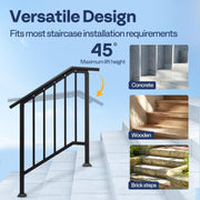 SPECSTAR 2-Pack Galvanized Steel Outdoor Stair Handrails, Black Oval, Safety Balusters, 3-Step Railing Kit, 27.1 in, 15980014372