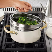 11-Piece Modern Ceramic Cookware Set, Cream - Material: Aluminum