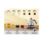 Mecity LCD Display 1200W Quick Heating Electric Kettle, Silver - BPA Free Plastic