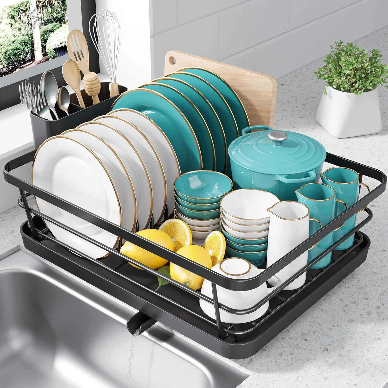 Sakugi WAL694BL Dish Drying Rack, Compact Dish Racks for Kitchen Count ...