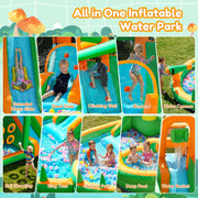 TASKBAY Giant 10 in 1 Inflatable Water Slide with Extended 17FT Slide, Bounce House, Ball Shooting, Ring Toss, Dual Pools for Kids 3-10
