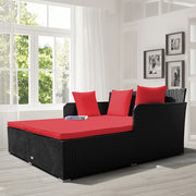 Costway HW67329RE 1-Piece Plastic Rattan Outdoor Day Bed with Red Cushions