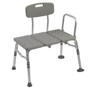 Plastic Tub Transfer Bench with Adjustable Backrest, Gray