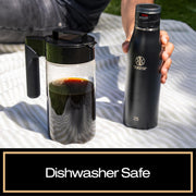 Takeya Glass Cold Brew Coffee Maker, Airtight Pitcher, 1 Quart, Black Lid and Handle, 10317